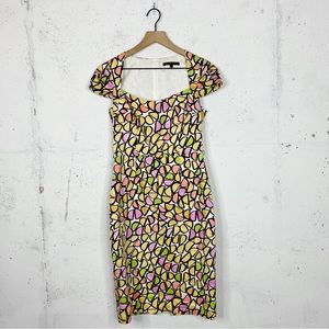 David Meister Retro Abstract Funky Geometric Print Dress Size 2